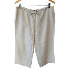 Gap Khaki Beige Baggy Drawstring Linen Wide Leg Crop Pants M